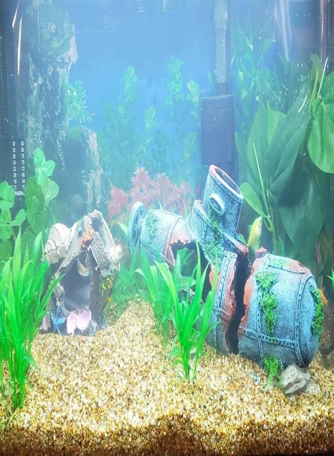 SLOCME Aquarium Broken Barrel with Conch Decorations - Betta Cave Hideout Fish Tank Barrel Ornament - Image 4